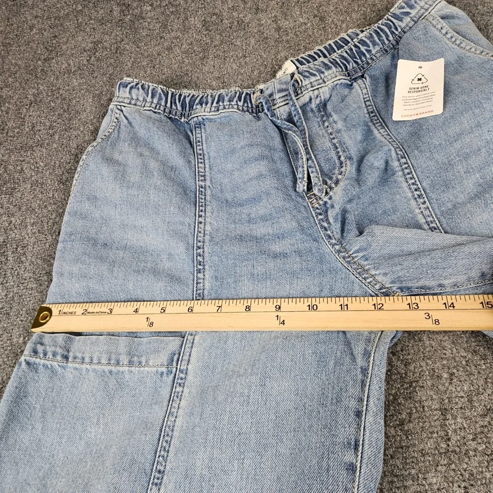 Lucky Brand Womens XS Light Wash Wide Leg Elastic Waist Utility Denim Jeans NWT